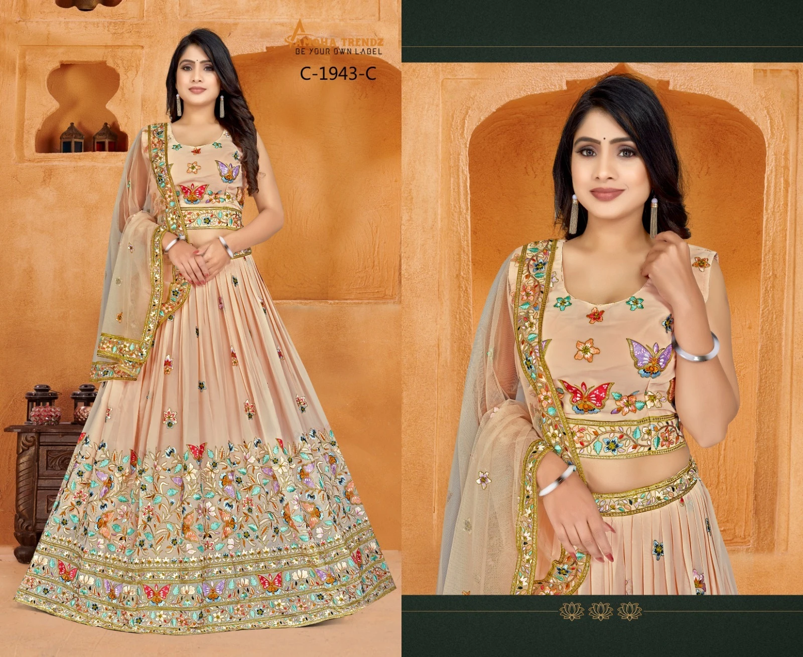 Amoha C1943A To C1943C Viscose Georgette Wholesale Lehenga Catalog — Wholesale Lehenga, AMOHA wholesale from Surat — view 7